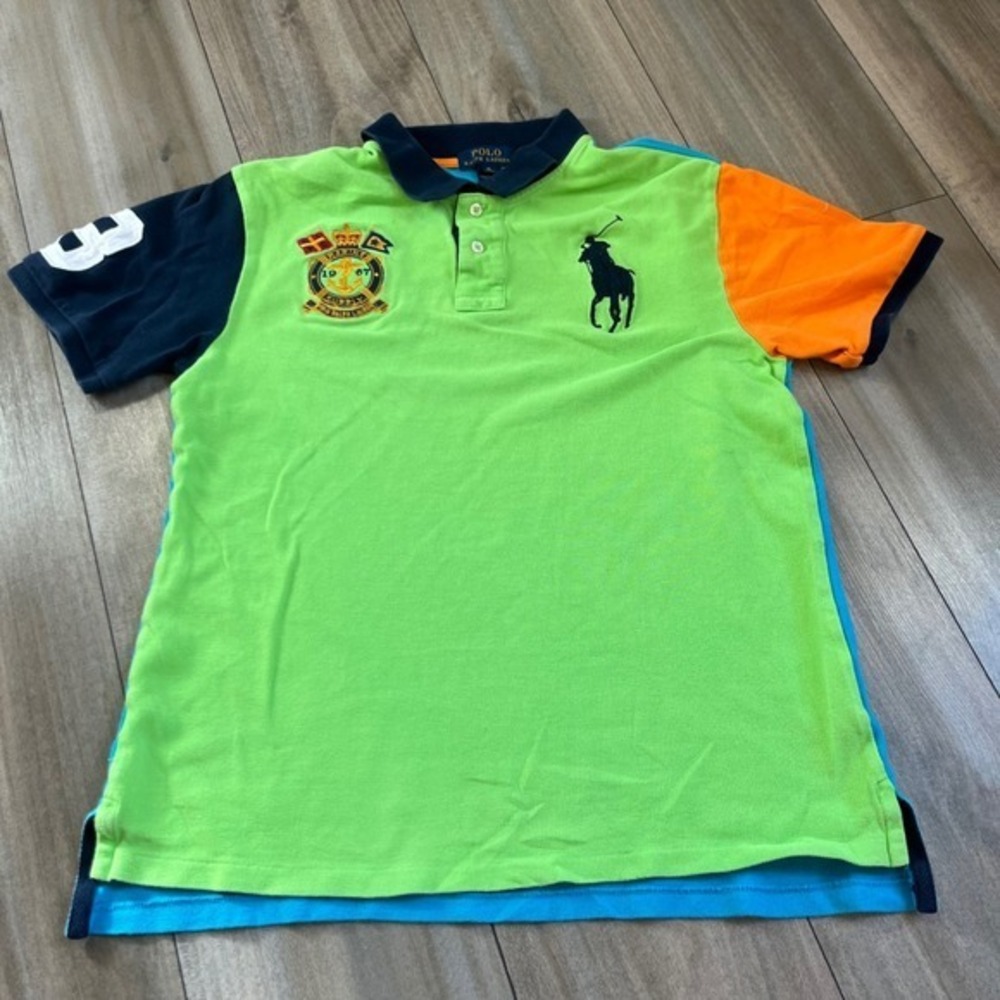Polo Ralph Lauren Kids XL‎ Colorblock Big Pony Marine Supply Polo Shirt Bin C-6